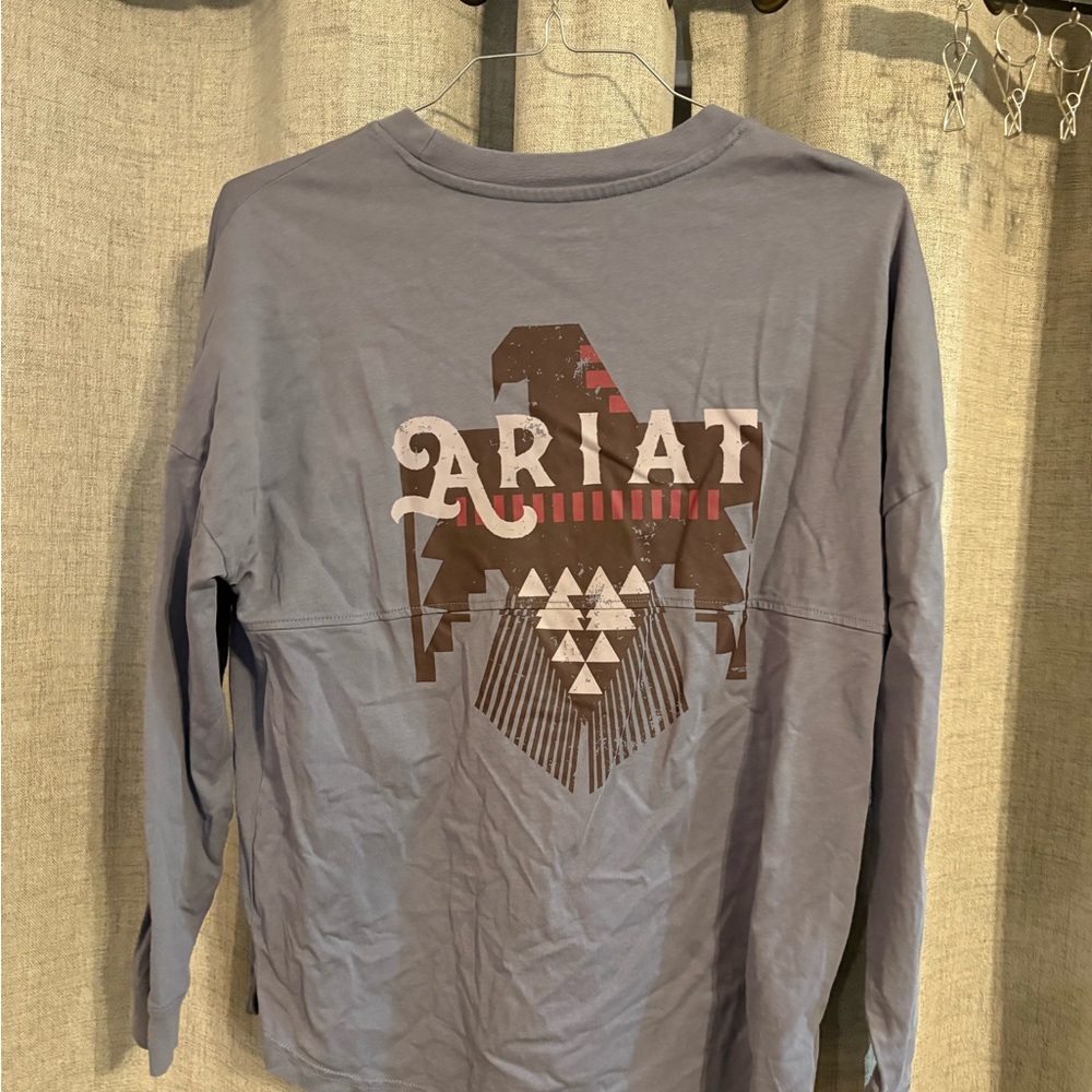 Ariat Grayish Blue Long Sleeve with Graphic Design
